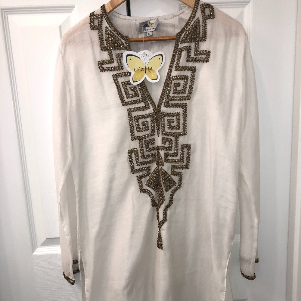 BELLA TU | Women's Tunic | Size LRG | White | NWT